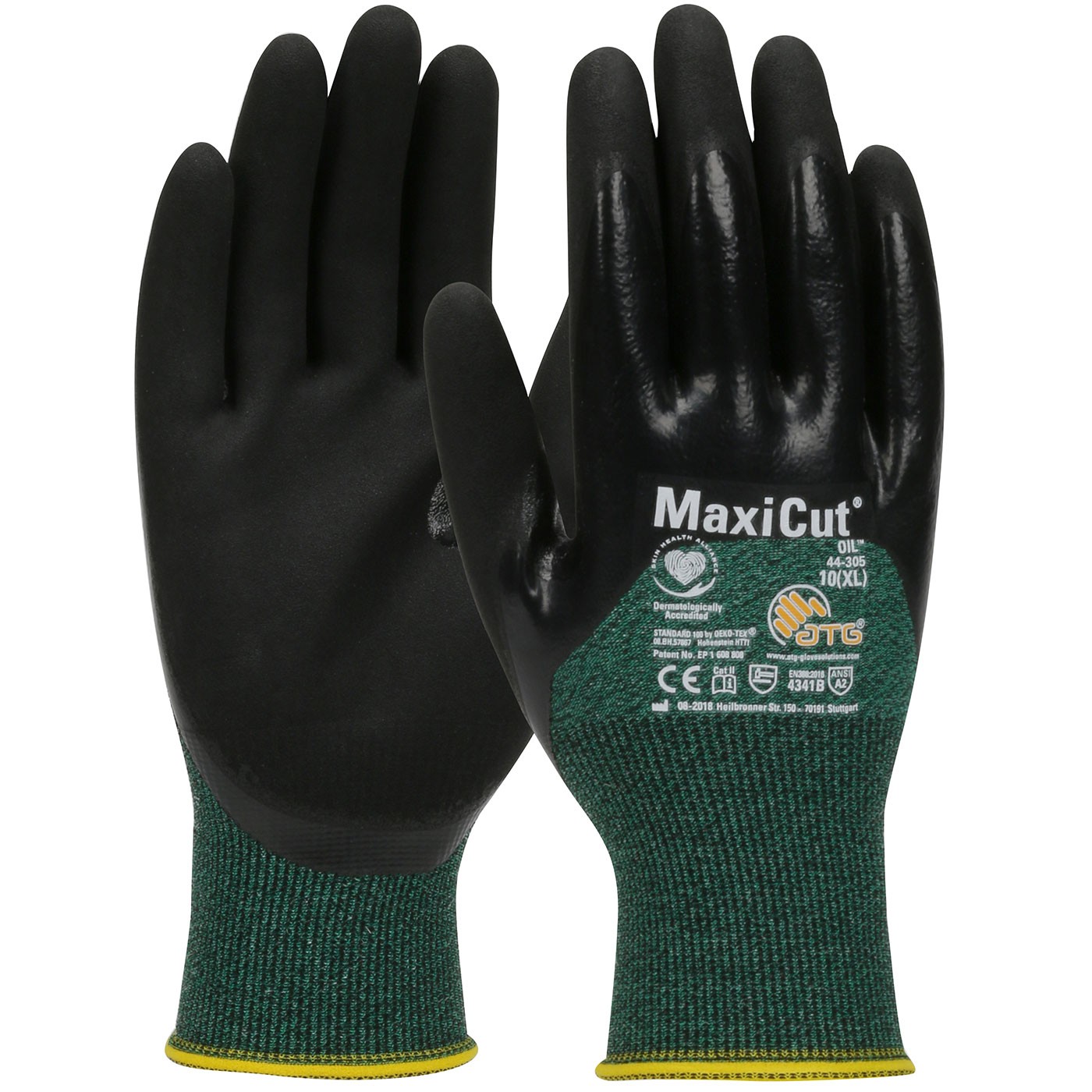 MaxiCut® Oil Seamless Knit Engineered Yarn Glove with Nitrile Coated MicroFoam Grip on Palm, Fingers & Knuckles  (#44-305)