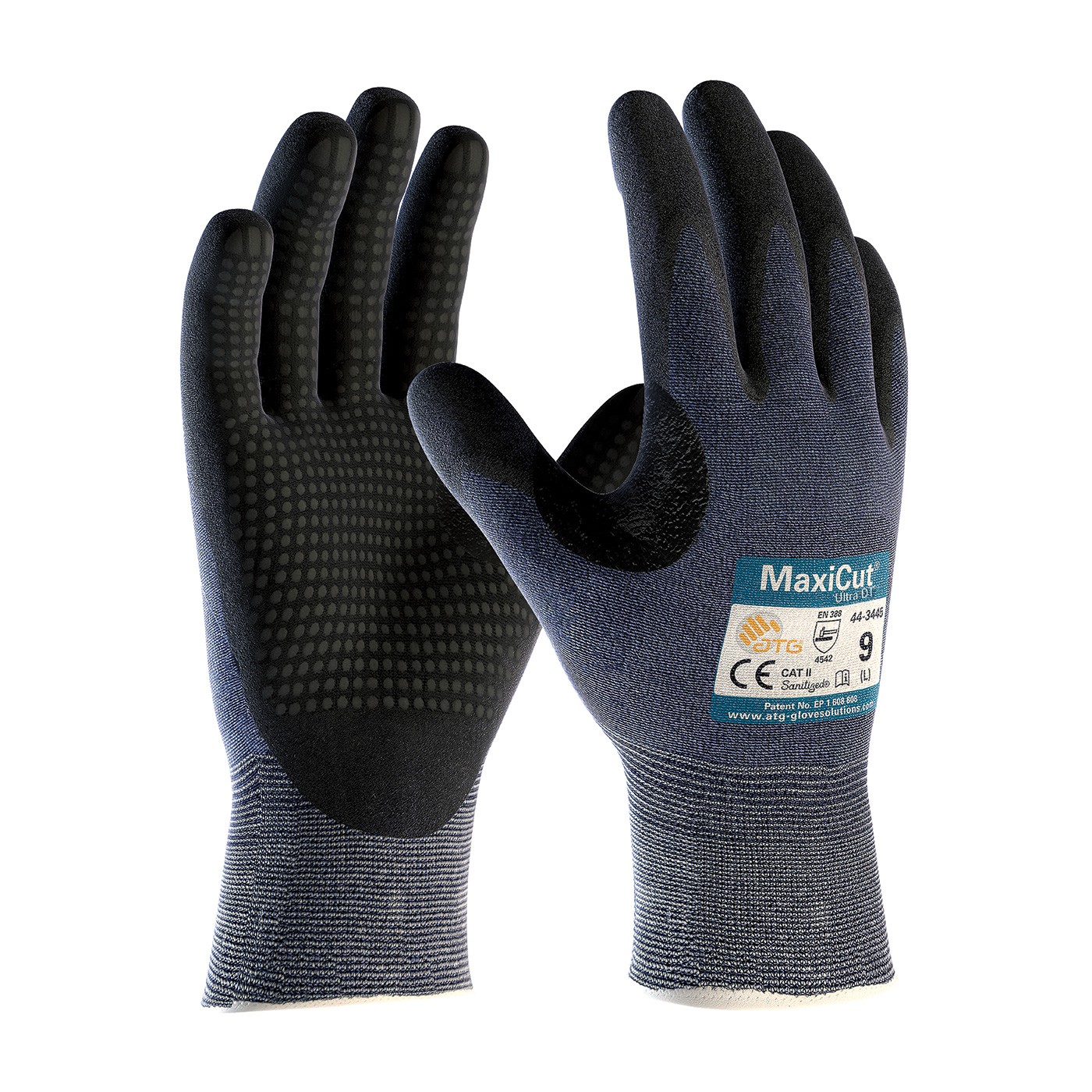 MaxiCut® Ultra DT™ Seamless Knit Engineered Yarn Glove with Premium Nitrile Coated MicroFoam Grip on Palm & Fingers - Micro Dot Palm (#44-3445)