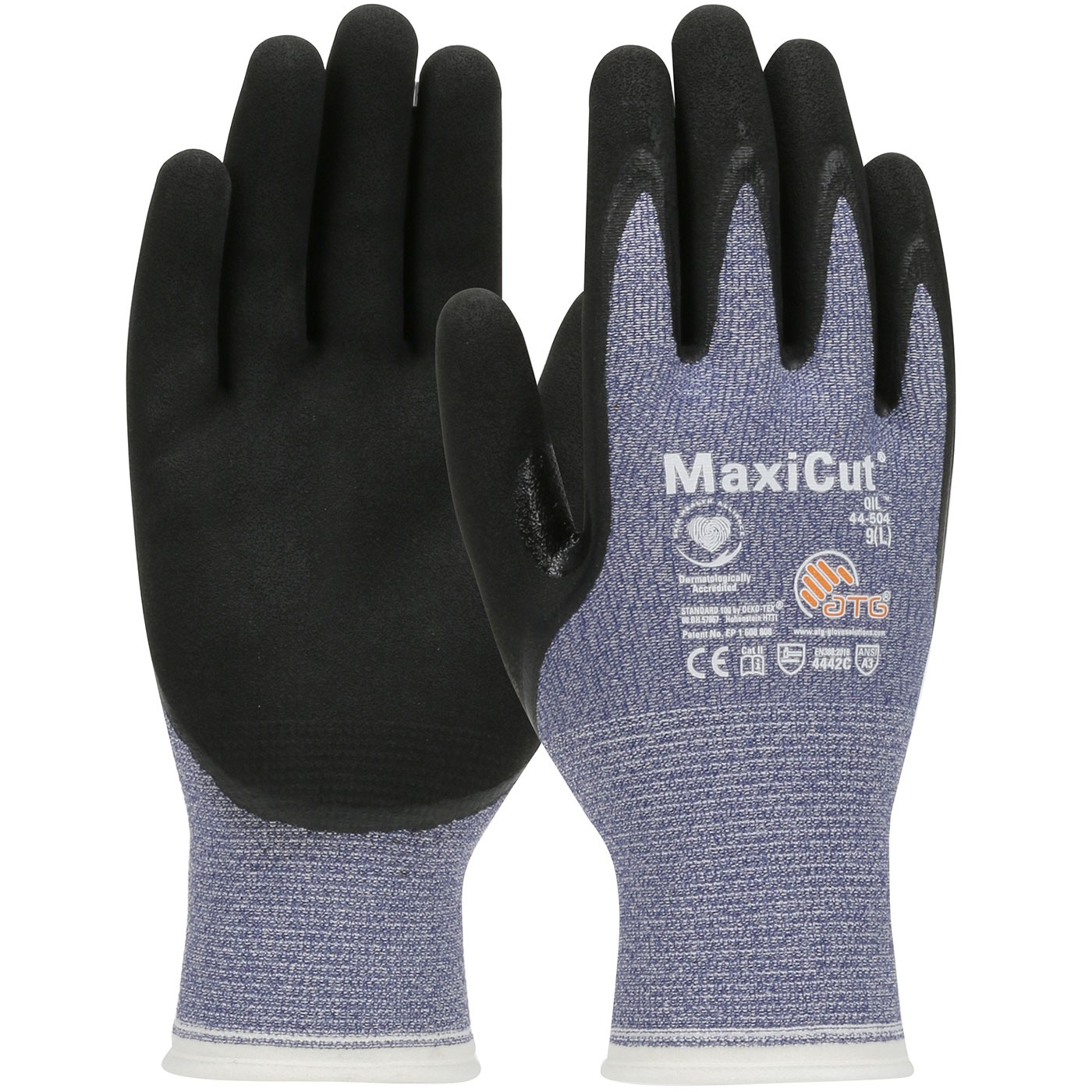 MaxiCut® Oil Seamless Knit Engineered Yarn Glove with Nitrile Coated MicroFoam Grip on Palm & Fingers  (#44-504)