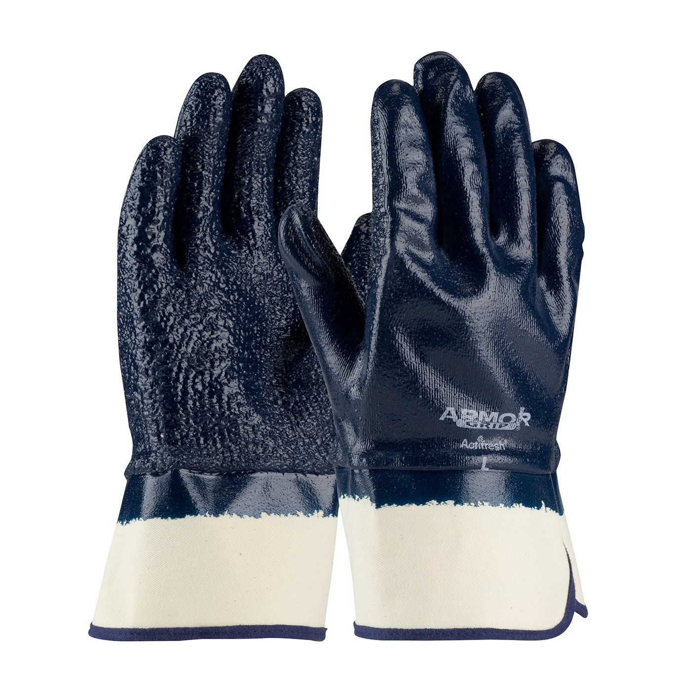 ArmorGrip® Nitrile Dipped Glove with Terry Cloth Liner and Heavy Weight Rough Grip on Full Hand - Plasticized Safety Cuff  (#56-3147)