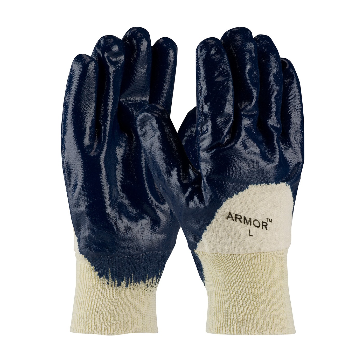 ArmorTuff® Nitrile Dipped Glove with Jersey Liner and Smooth Finish on Palm, Fingers & Knuckles - Knitwrist  (#56-3151)