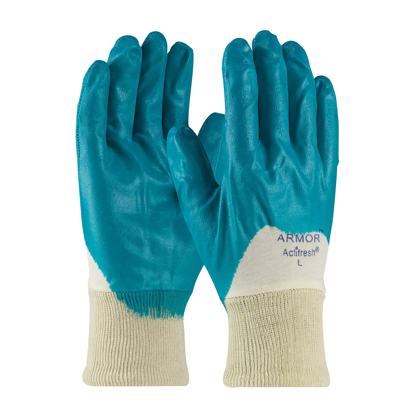 ArmorFlex® Nitrile Dipped Glove with Interlock Liner and Smooth Finish on Palm, Fingers & Knuckles - Knitwrist  (#56-3180)