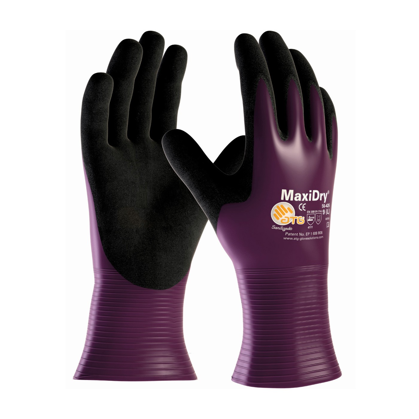  MaxiDry® Ultra Lightweight Nitrile Glove, Fully Dipped with Seamless Knit Nylon / Lycra Liner and Non-Slip Grip on Palm & Fingers (#56-426)