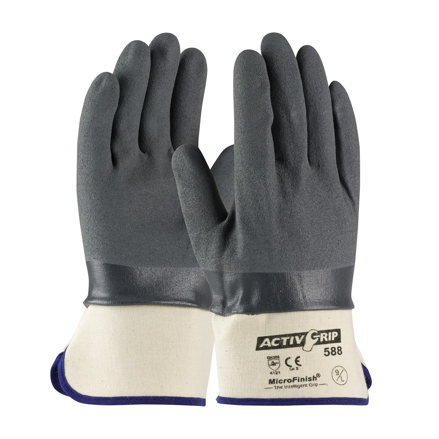 ActivGrip™ Nitrile Coated Glove with Cotton Liner and MicroFinish Grip - Safety Cuff  (#56-AG588)