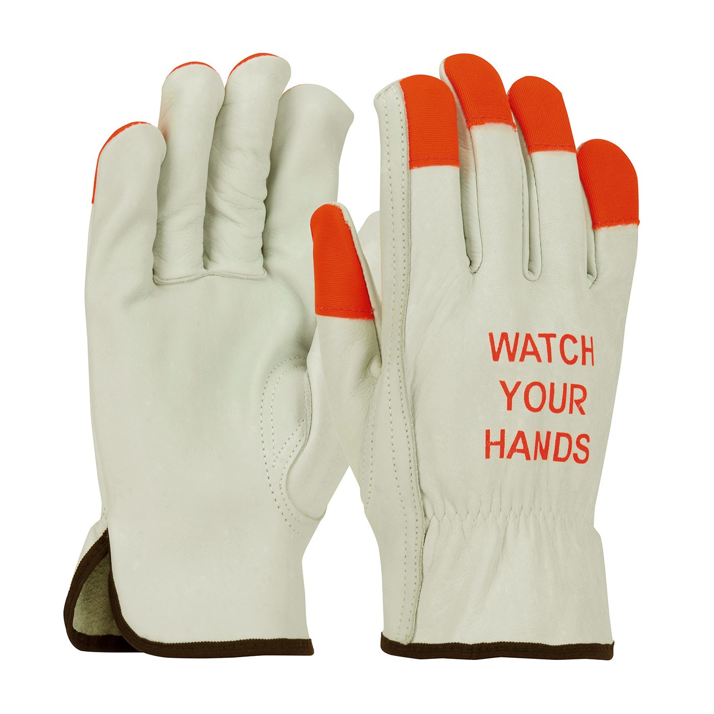 PIP® Superior Grade Top Grain Cowhide Leather Drivers Glove with Hi-Vis Fingertips - Keystone Thumb  (#68-165HV)