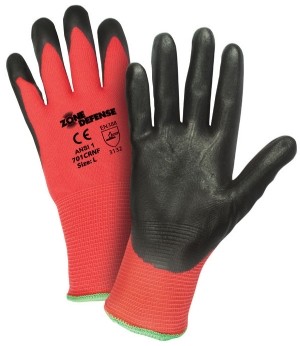 Red Nylon Shell with Black Nitrile Foam Palm Coat Gloves (#701CRNF)