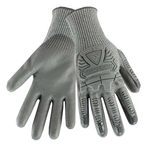R2 Silver Fox™ Seamless Knit HPPE Blended Glove with Impact Protection and Polyurethane Coated Smooth Grip on Palm & Fingers  (#710HGUB)