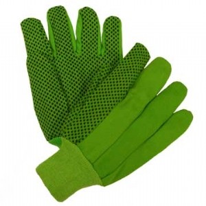 PIP® Hi-Vis Premium Grade Cotton Canvas Glove with PVC Dot Grip on Palm, Thumb and Forefinger - 10 oz  (#710KGRPD)
