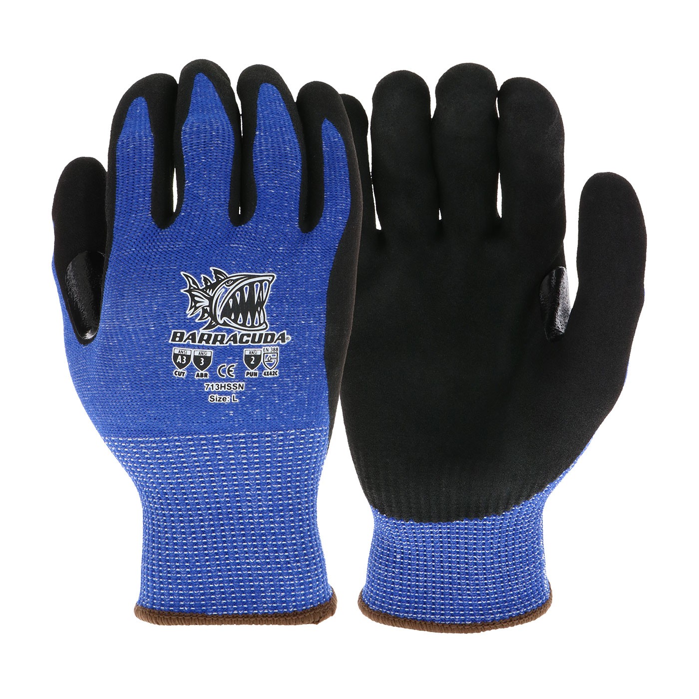Barracuda® Seamless Knit HPPE Blended Glove with Nitrile Coated Sandy Grip on Palm & Fingers - Touchscreen Compatible  (#713HSSN)