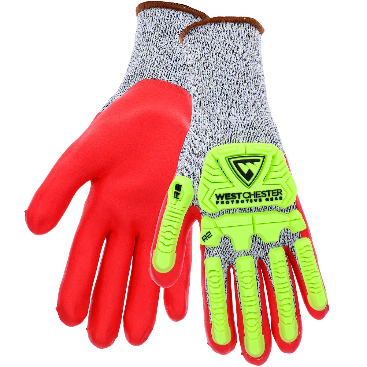G-Tek® Seamless Knit HPPE Blended Glove with Impact Protection and Red Nitrile Foam Coated Palm & Fingers  (#713SNTPRG)