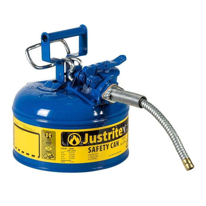 Justrite Type II AccuFlow Safety Can, 1 gallon, Blue (#7210320)