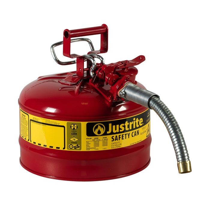 Justrite Type II AccuFlow Safety Can, 2.5 gallon, Red (#7225130)