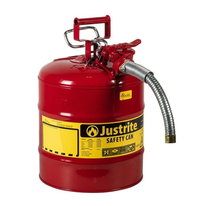 Justrite Type II AccuFlow Safety Can, 5 gallon, Red (#7250130)