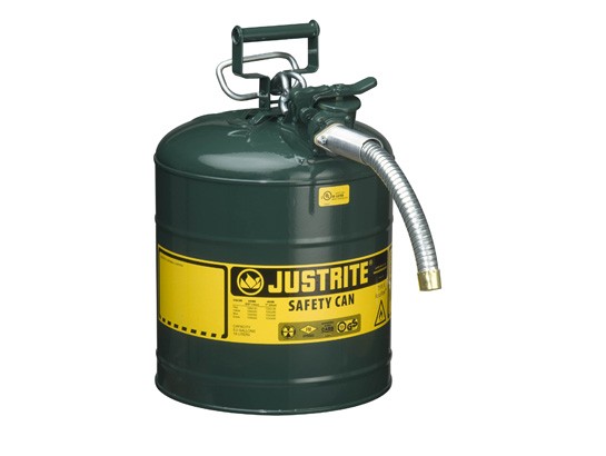 Justrite Type II AccuFlow Safety Can, 5 gallon, Green (#7250430)