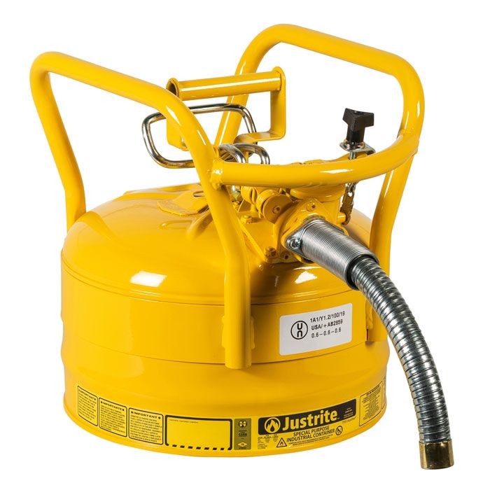 Justrite Type II D.O.T. Safety Can, 2.5 gallon, Yellow (#7325230)