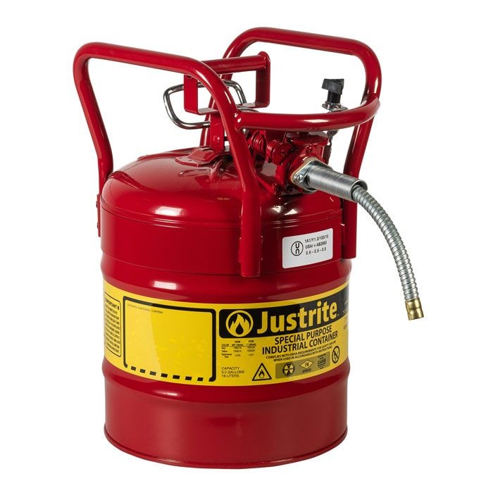Justrite Type II D.O.T. Safety Can, 5 gallon, Red (#7350110)