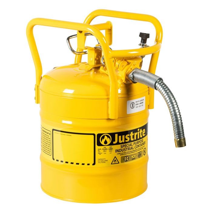 Justrite D.O.T. Type II Safety Can, 5 gallon, Yellow (#7350230)