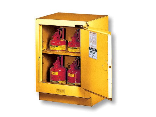 Justrite Under Fume Hood Solvent/Flammable Liquid Safety Cabinet, 1 Shelf, Manual Right Hand Door, 15 Gallon Cap. (#882400)