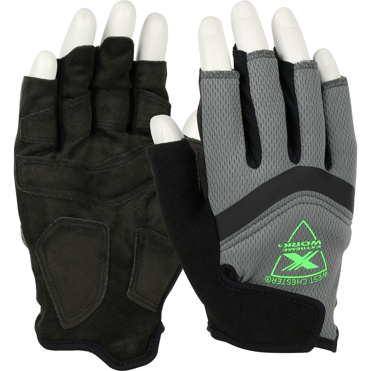 Extreme Work® 5 Dex™ ToughX Suede Padded Palm with Fabric Back and Padded Knuckles - Half-Finger  (#89307)