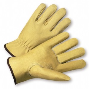 PIP® Top Grain Pigskin Leather Glove with Red Fleece Lining - Keystone Thumb Economy Grade  (#994KF)