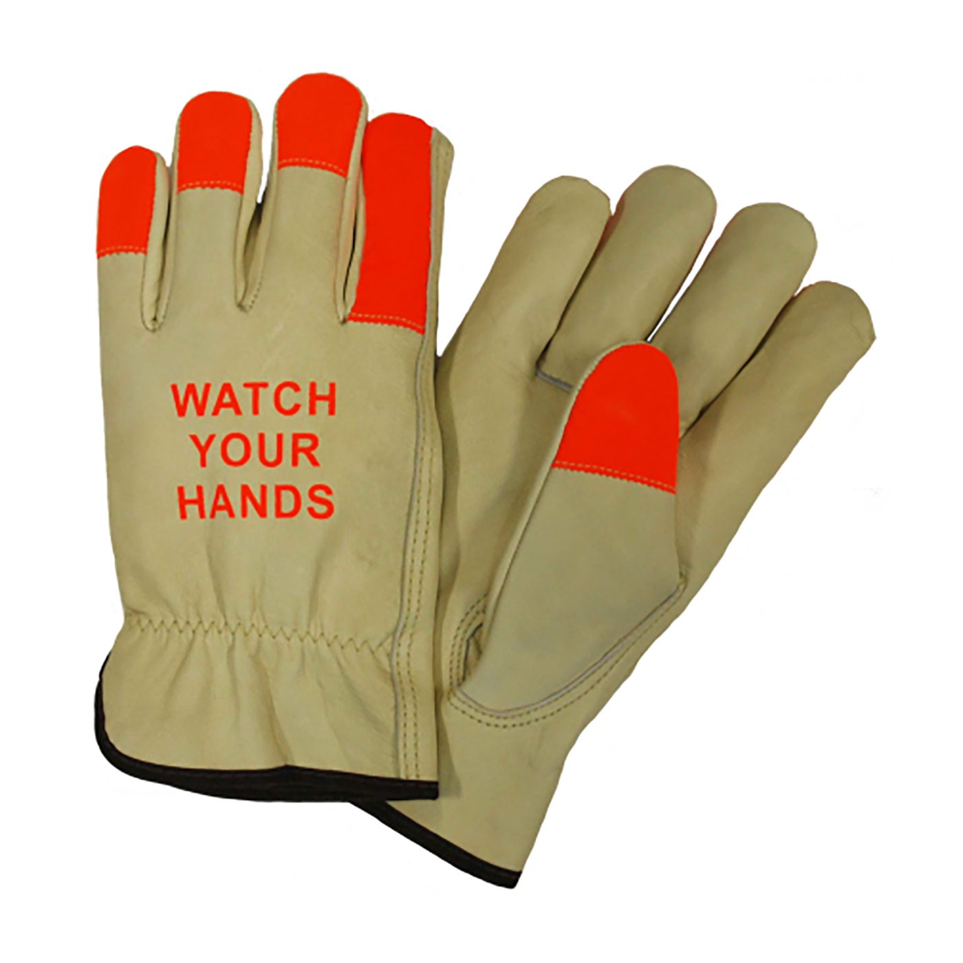 Posi-Therm® Regular Grade Top Grain Pigskin Leather Drivers Glove with Posi-Therm® Linging and Hi-Vis Fingertips - Keystone Thumb  (#994KOTP)