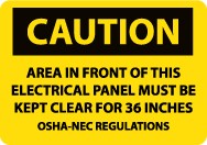 Caution Area In Front Of This Electrical Panel… Machine Label (#C115AP)