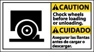 Caution Chock Wheels Before Loading Or Unloading Spanish Sign (#CBA4)