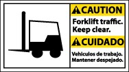 Caution Forklift Traffic. Keep Clear. Spanish Sign (#CBA8)