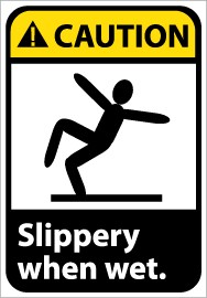 Caution Slippery when wet ANSI Sign (#CGA14)
