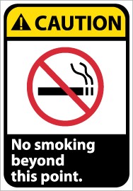 Caution No smoking beyond this point ANSI Sign (#CGA2)