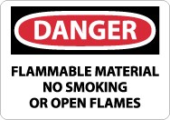 Danger Flammable Material No Smoking Or Open Flames Sign (#D117)