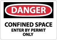 Danger Confined Space Enter By Permit Only Machine Label (#D162AP)