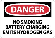 Danger No Smoking Battery Charging Emits Hydrogen Gas Sign (#D586)