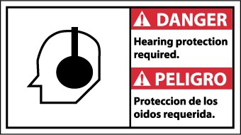 Danger Hearing Protection Required Spanish Sign (#DBA10)