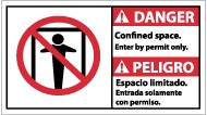 Danger Confined Space Enter By Permit Only Spanish Sign (#DBA8)