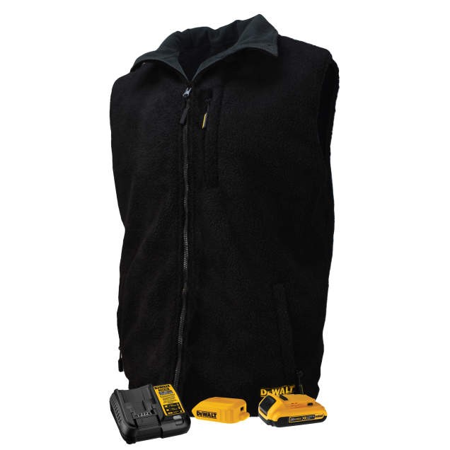 DEWALT® Men's Heated Reversible Fleece Vest Kitted Black (#DCHV086)