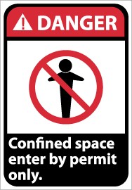 Danger Confined space enter by permit only ANSI Sign (#DGA36)
