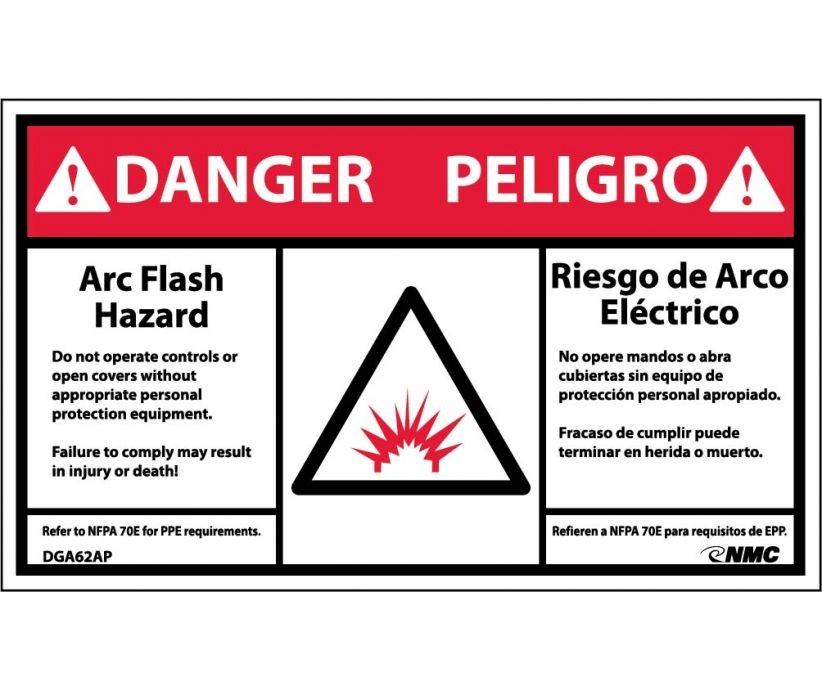 Arc Flash Danger Label (#DGA62AP)