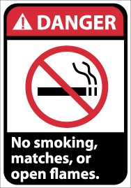 Danger No smoking, matches, or open flames ANSI Sign (#DGA6)