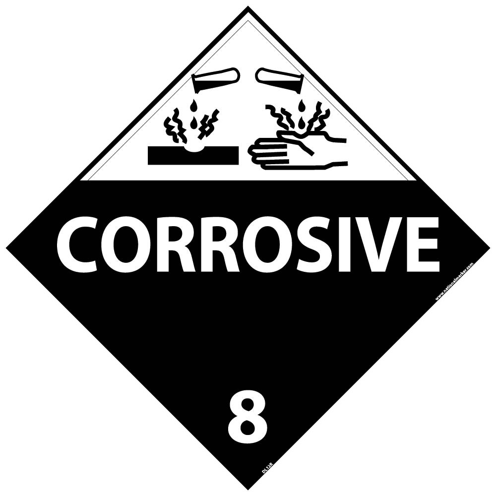 Corrosive Class 8 DOT Placard (#DL12)