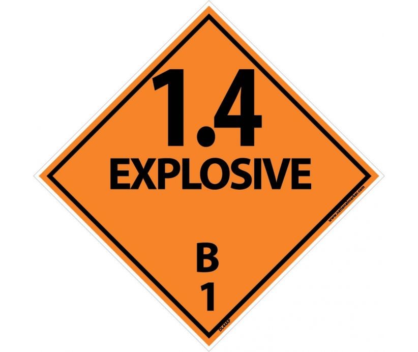 1.4 Explosive B 1 DOT Placard (#DL44)