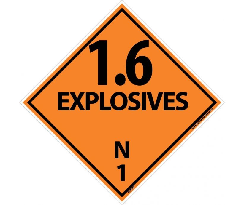 1.6 Explosive N 1 DOT Placard (#DL45)