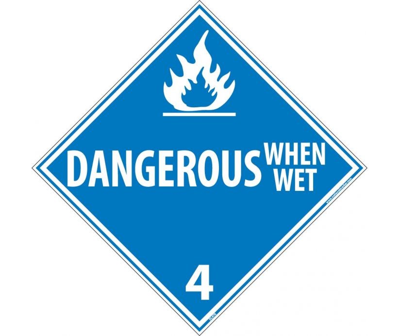 Dangerous When Wet Class 4 DOT Placard (#DL47)