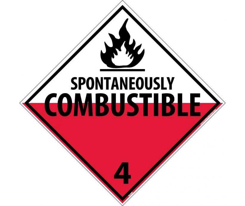 Spontaneously Combustible Class 4 DOT Placard (#DL48)