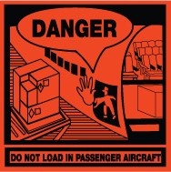 Danger Do Not Load In Passenger Aircraft Hazardous Materials Shipping Label (#DL58AL)