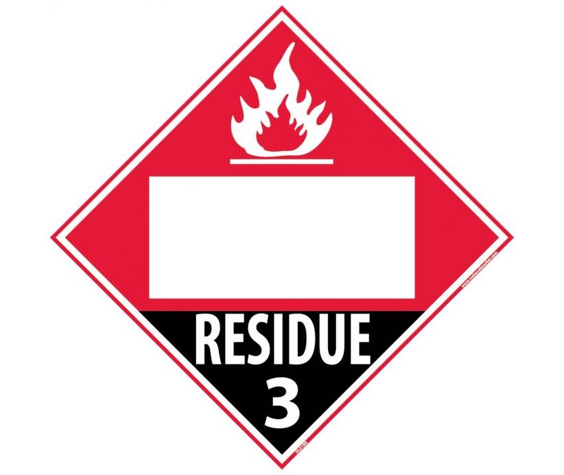 Flammable Gas Residue Class 3 Blank DOT Placard (#DL81B)