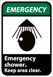 Emergency shower. Keep area clear ANSI Sign (#EGA2)