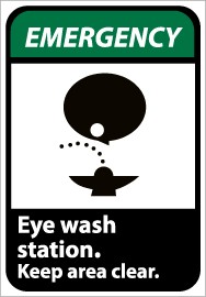 Emergency Eye wash station. Keep area clear ANSI Sign (#EGA4)