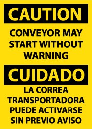 Caution Conveyor May Start Without Warning Spanish Sign (#ESC130)