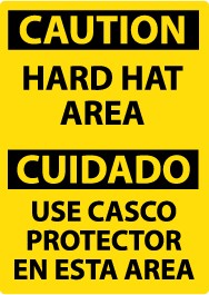 Caution Hard Hat Area Spanish Sign (#ESC31)